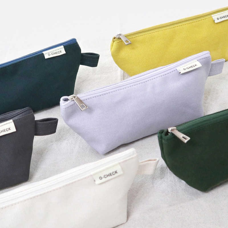O-check Canvas Standard Zipper Pencil Case