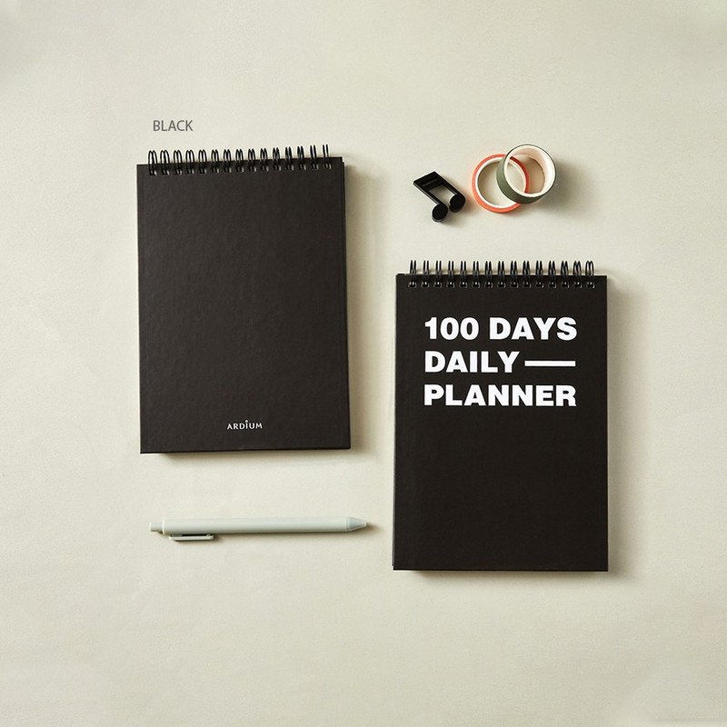 Black - Ardium 100 Days Dateless Daily Study Planner Ver2 Black - Ardium 100 Days Dateless Daily Study Planner Ver2