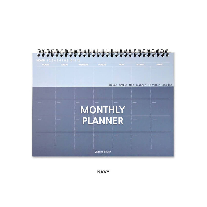 Navy - Simple 18 Month Undated Monthly Desk Planner Navy - Simple 18 Month Undated Monthly Desk Planner