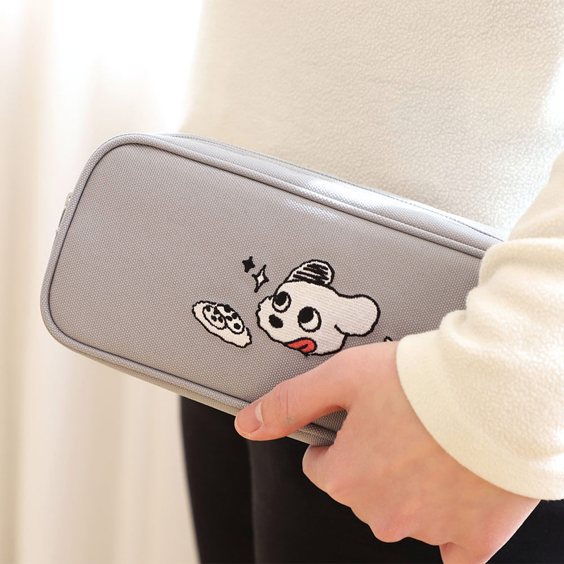 Gray - PLEPLE Bodul Bodul Puppy Zipper Pencil Case Pouch 