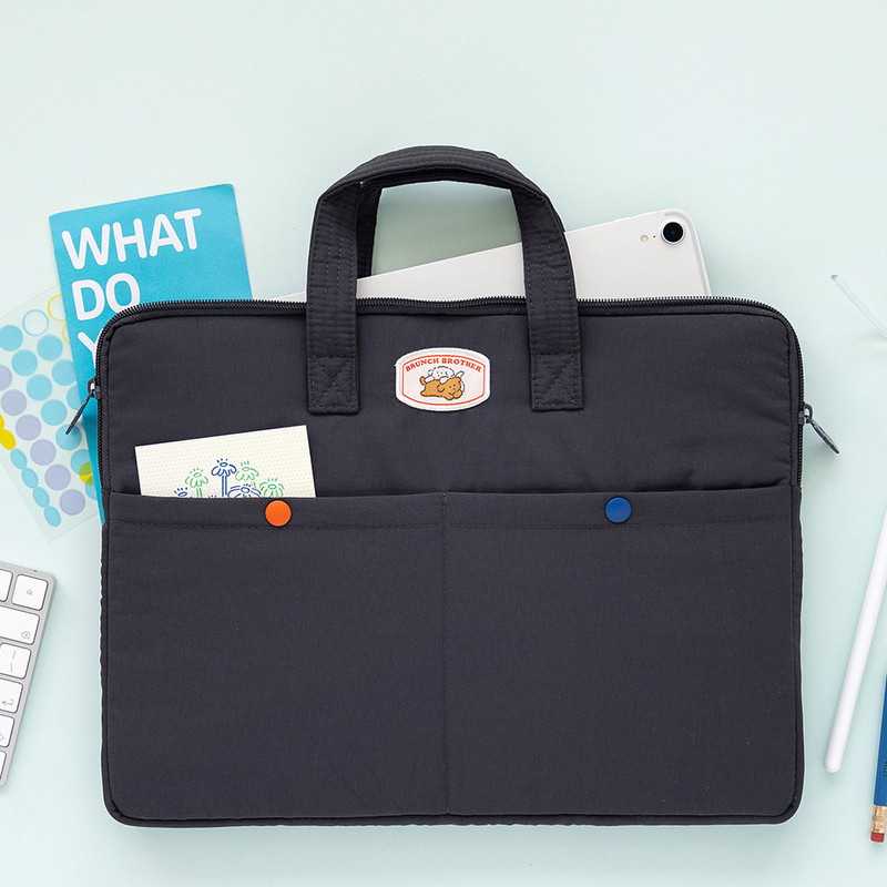 Charcoal - ROMANE Poodle 13" Laptop Zipper Case Bag  Charcoal - ROMANE Poodle 13" Laptop Zipper Case Bag