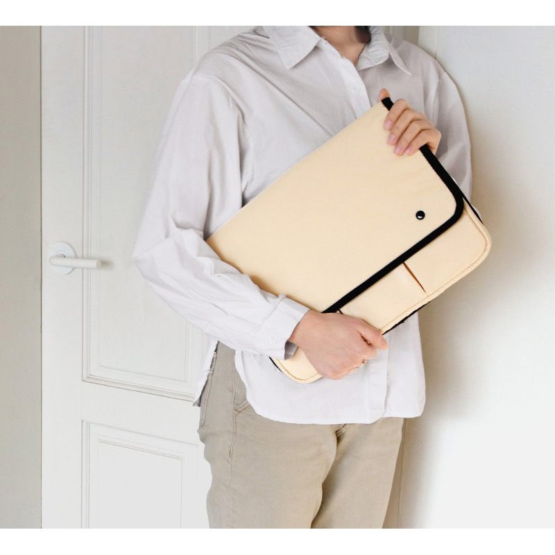 Beige - Multi Pocket 13 inches Laptop Sleeve Case