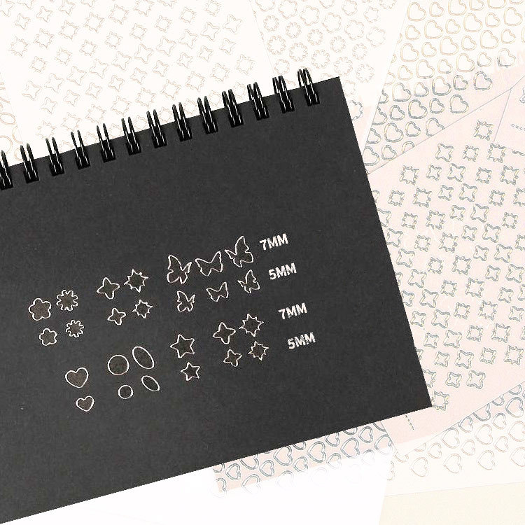 size - Wanna This Twinkle Silver Border Line Sticker Pack