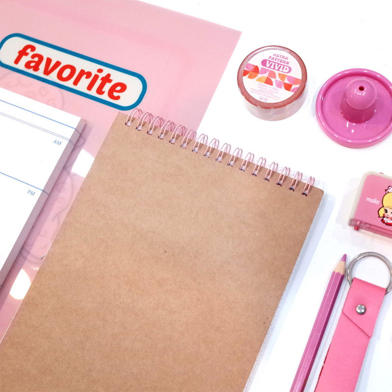 Wire-Binding - Universal Condition Twin Wire A5 Pink Grid Notebook
