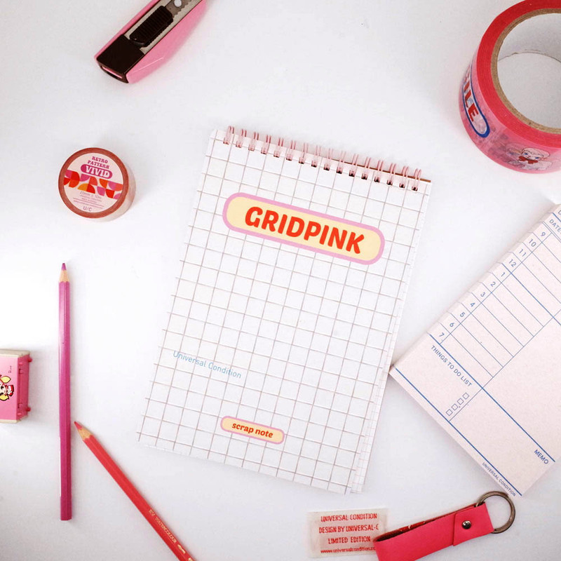 Universal Condition Twin Wire A5 Pink Grid Notebook Universal Condition Twin Wire A5 Pink Grid Notebook
