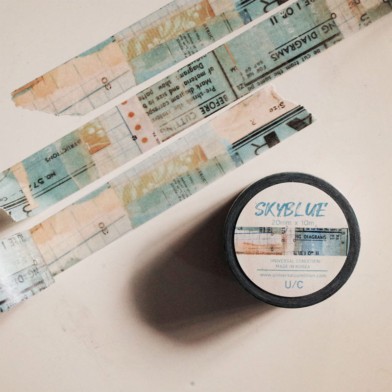 Vintage Collage Skyblue Masking Tape