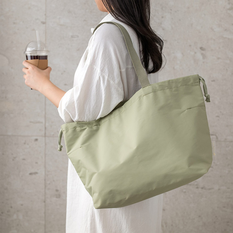 Moss green - Travelus Travel Lightweight Drawstring Shoulder Tote Bag