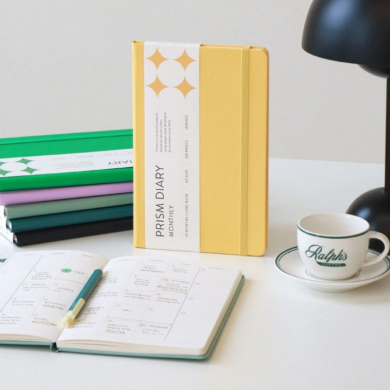 Milky yellow - Prism A5 Undated Monthly Diary Lined Notebook Milky yellow - Prism A5 Undated Monthly Diary Lined Notebook