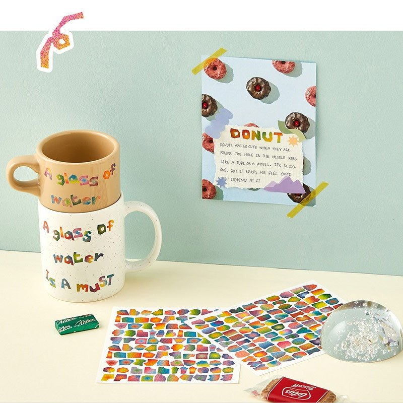Usage example - Ardium Rainbow Typo Alphabet Number Removable Sticker Usage example - Ardium Rainbow Typo Alphabet Number Removable Sticker