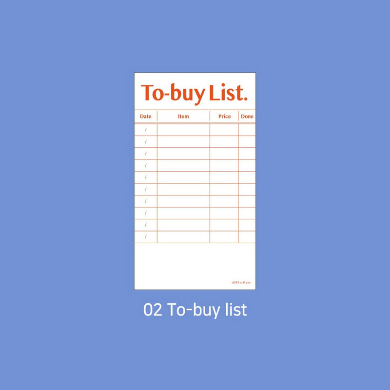02 to buy list - Paperian Lists to Live By Planning Checklist Memo Notepad 02 to buy list - Paperian Lists to Live By Planning Checklist Memo Notepad