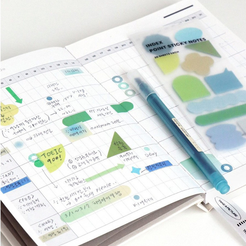 Example of use - Iconic Index Point Sticky Bookmark Notepad Set 