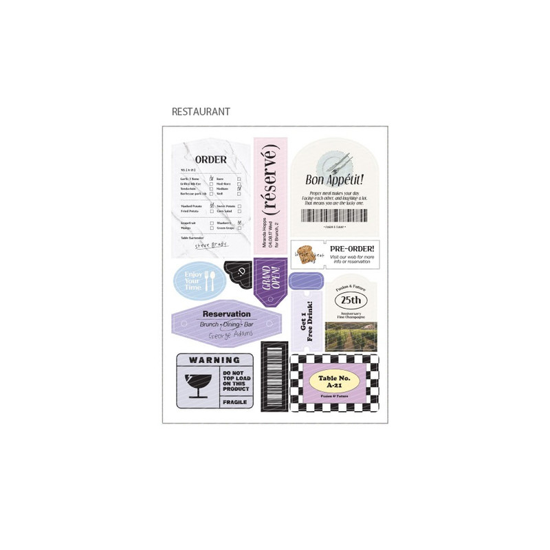 restaurant - Wanna This Life Label Removable Sticker Pack restaurant - Wanna This Life Label Removable Sticker Pack
