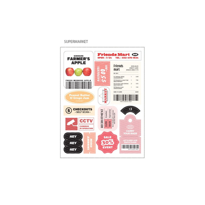 supermarket - Wanna This Life Label Removable Sticker Pack supermarket - Wanna This Life Label Removable Sticker Pack