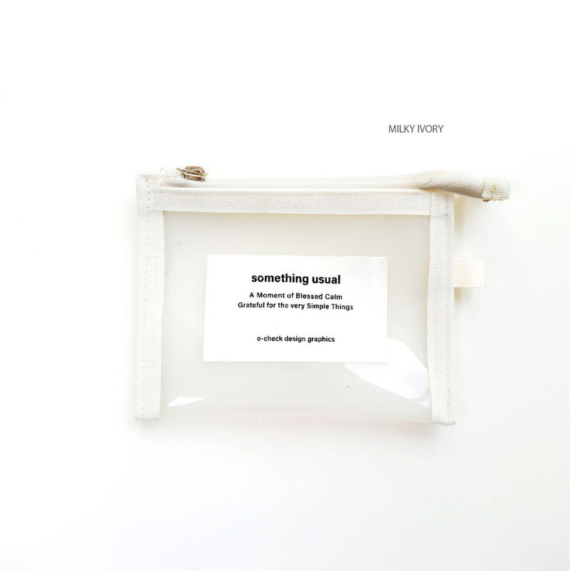 Milky Ivory - O-check Something Usual Clear Zipper Card Holder Wallet