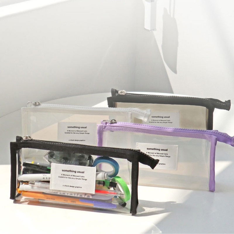  O-check Something Usual Clear Zipper Pencil Case Pouch