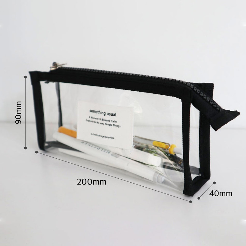 size - O-check Something Usual Clear Zipper Pencil Case Pouch