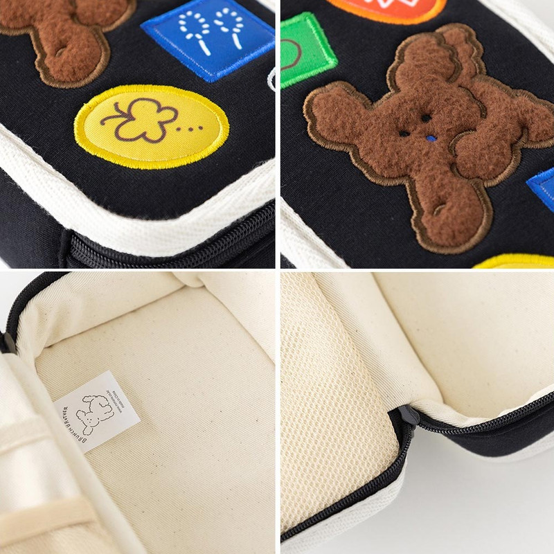 detail of ROMANE Poodle Embroidery Zipper Pencil Case detail of ROMANE Poodle Embroidery Zipper Pencil Case