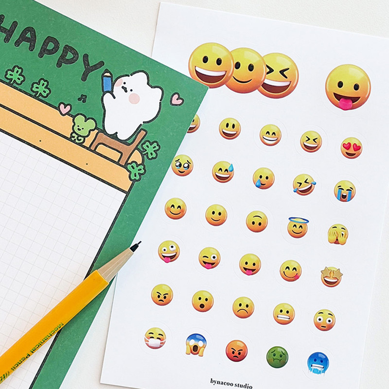 NACOO Emoji Emotion Circle Paper Sticker Pack