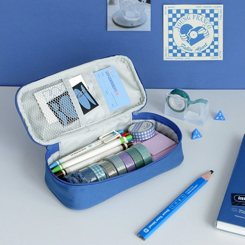 ocean blue - Iconic Think Of Happy Plenty Zipper Pencil Case Pouch