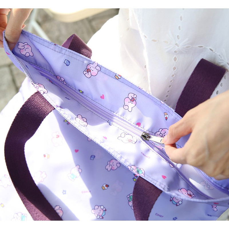 Zipper closure - Minini Pattern TATA Shoulder Tote Bag