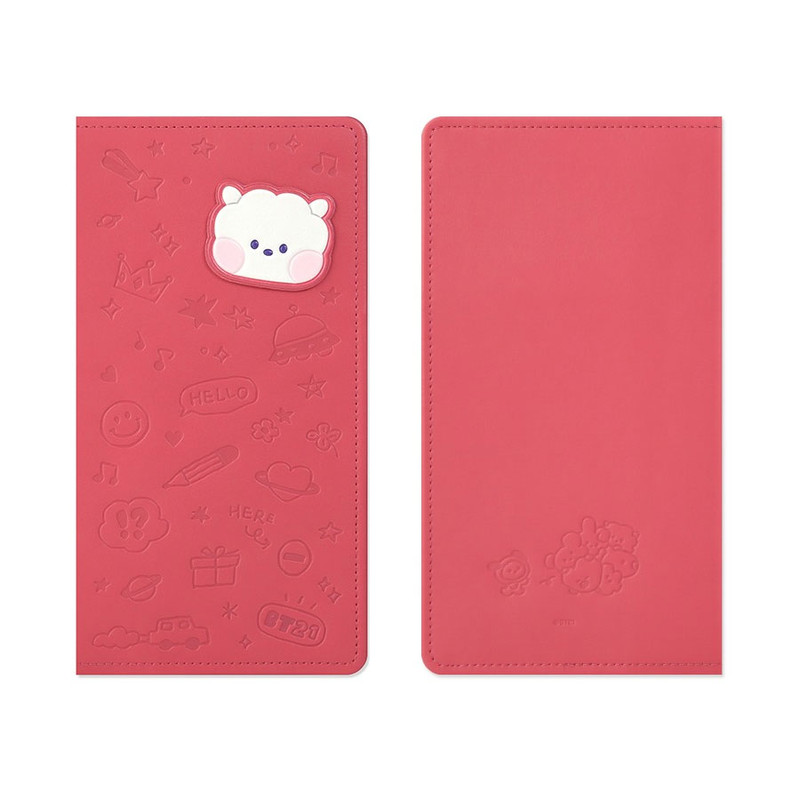 BT21 Minini Leather Patch RJ Long Passport Holder Cover BT21 Minini Leather Patch RJ Long Passport Holder Cover