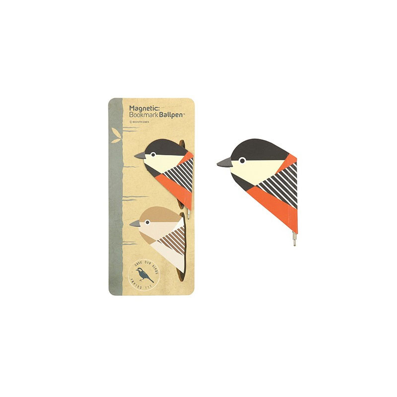 Varied Tit - Bird Magnetic Bookmark Ballpoint Pen 0.5mm Varied Tit - Bird Magnetic Bookmark Ballpoint Pen 0.5mm