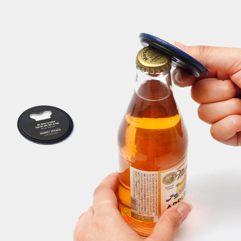 Usage example - Bookfriends Circle Magnetic Bottle Opener Usage example - Bookfriends Circle Magnetic Bottle Opener