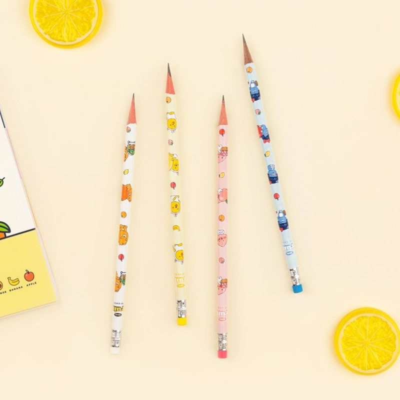 Kakao Friends HB Wood Pencil With Eraser Set