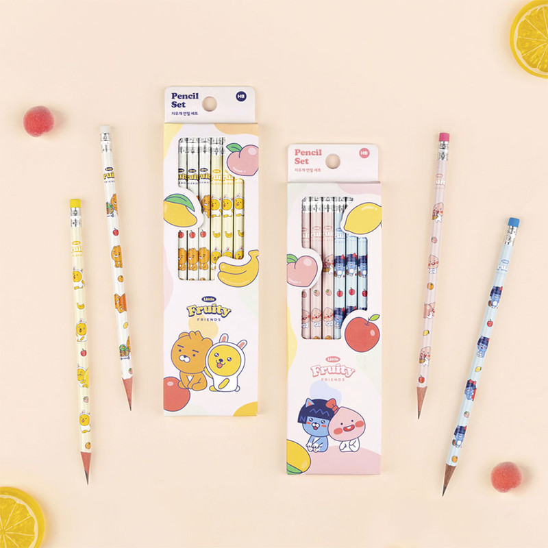 Kakao Friends HB Wood Pencil With Eraser Set