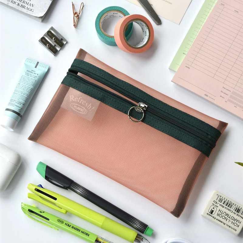 Grapefruit - Plepic Refresh Lightweight Mesh Pencil Zip Pouch