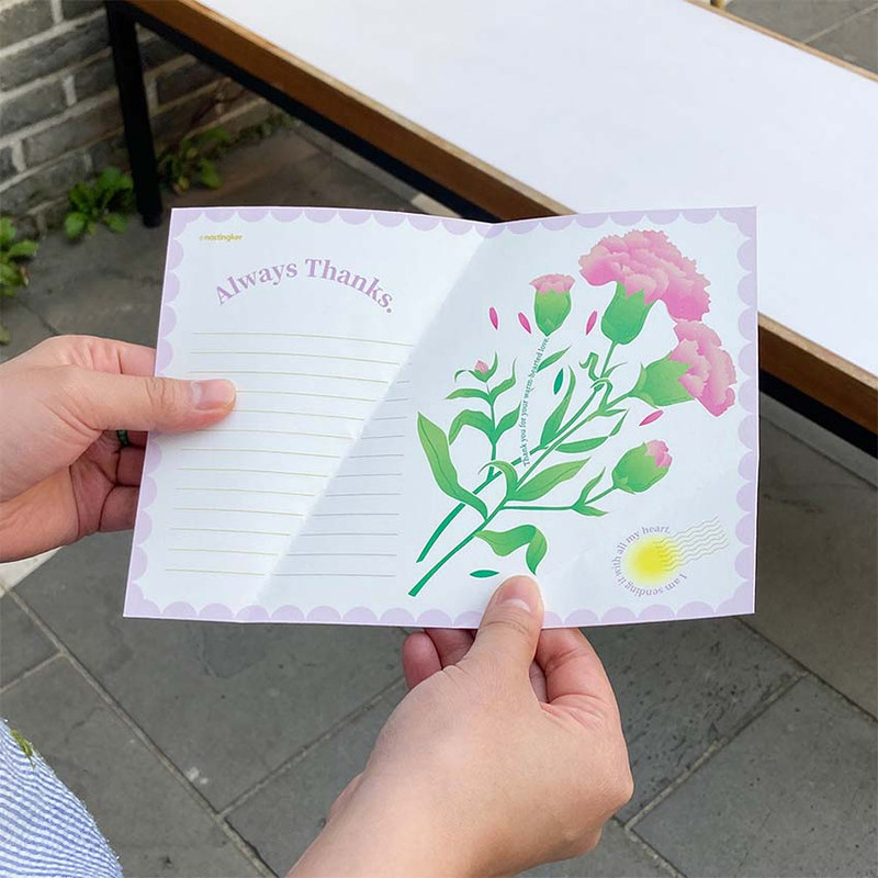 Nostingker Always Thanks Bunch Of Carnation Flowers Card