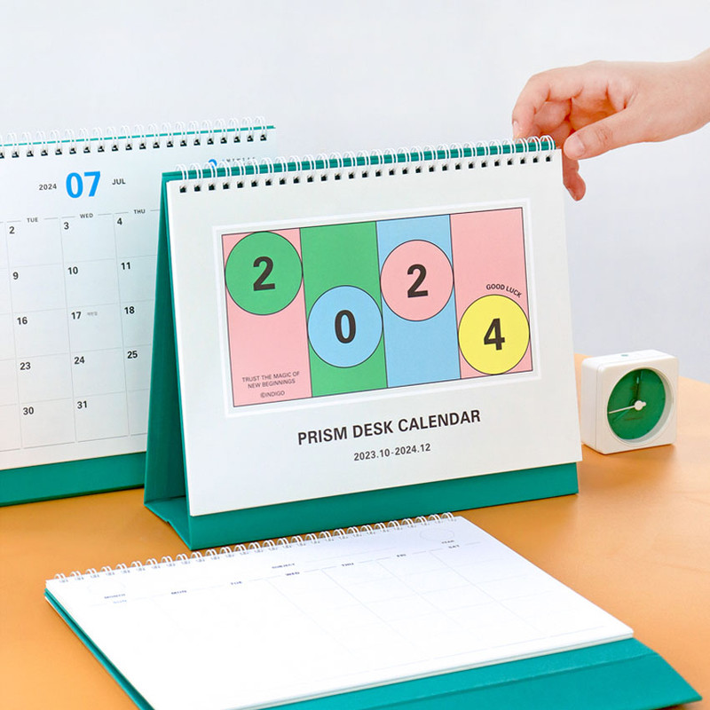 Indigo 2024 Prism Monthly Standing Flip Desk Calendar