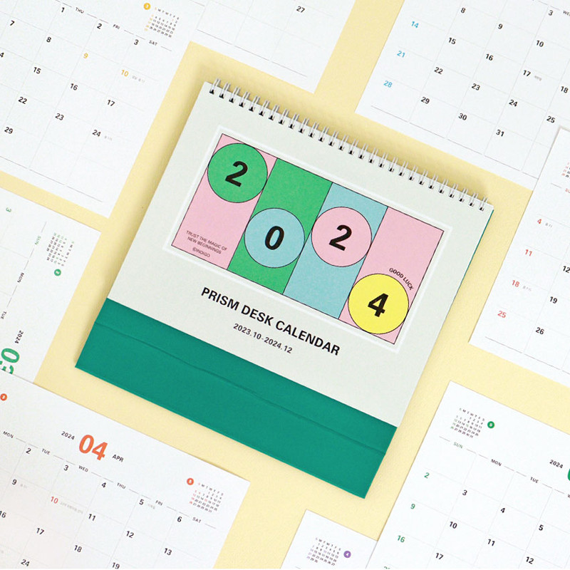 Indigo 2024 Prism Monthly Standing Flip Desk Calendar