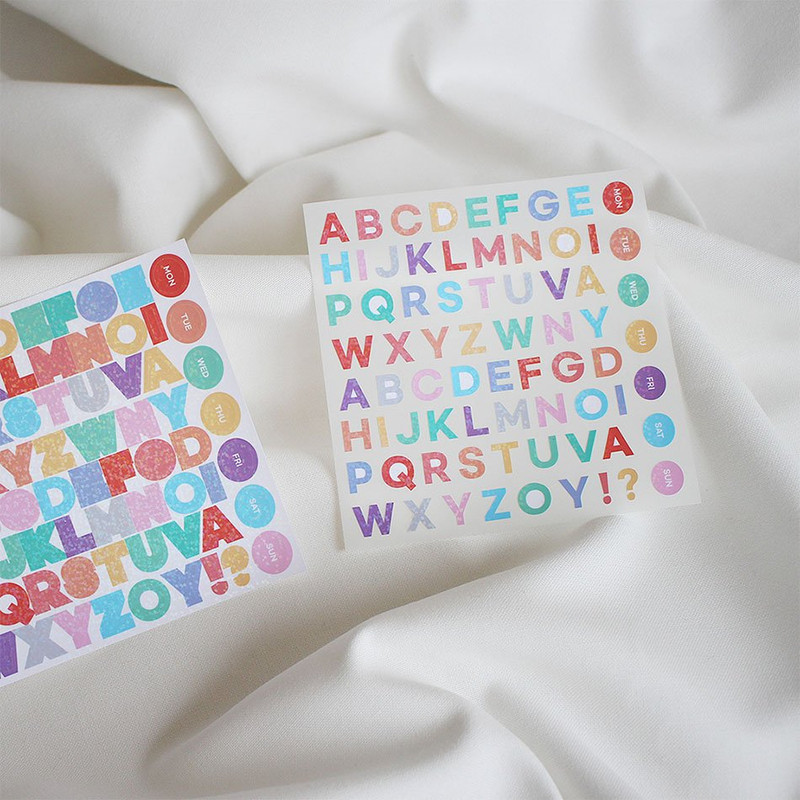 Uppercase Color Alphabet Glitter Sticker