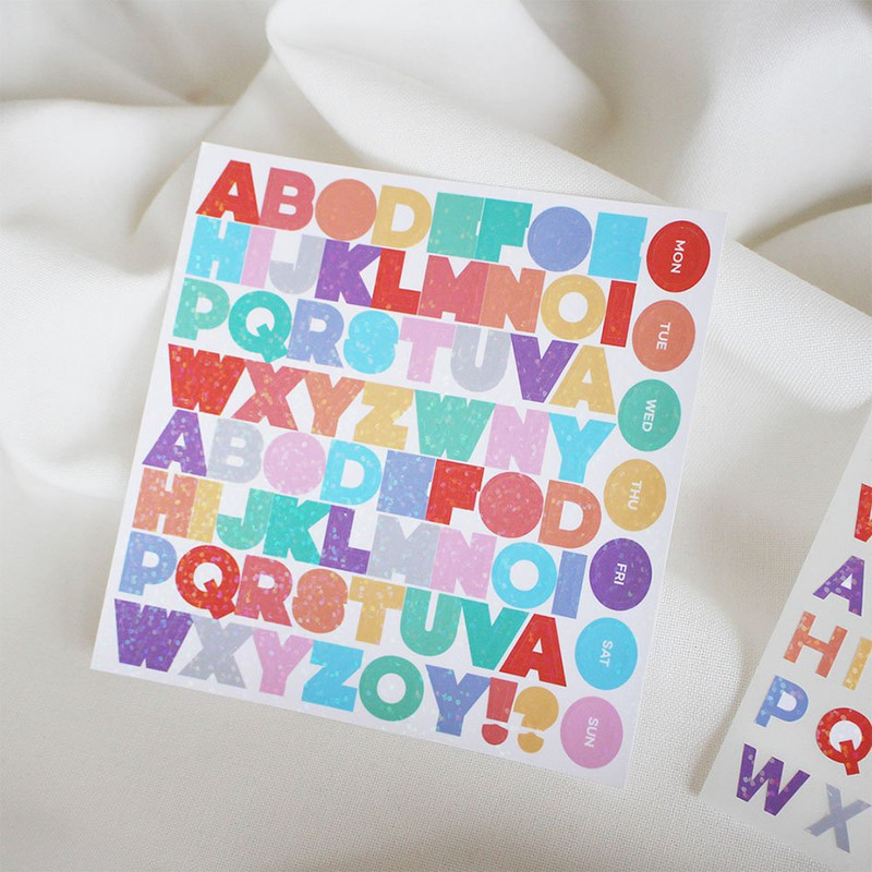 Uppercase Color Alphabet Glitter Sticker