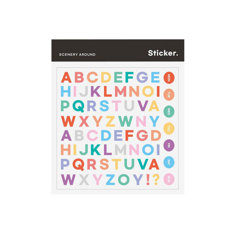 Uppercase Color Alphabet Glitter Sticker