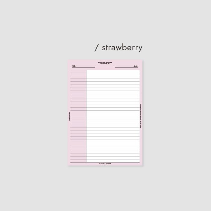 Strawberry - Pastel Color Butter B5 Lined Grid Notepad 100 Sheets