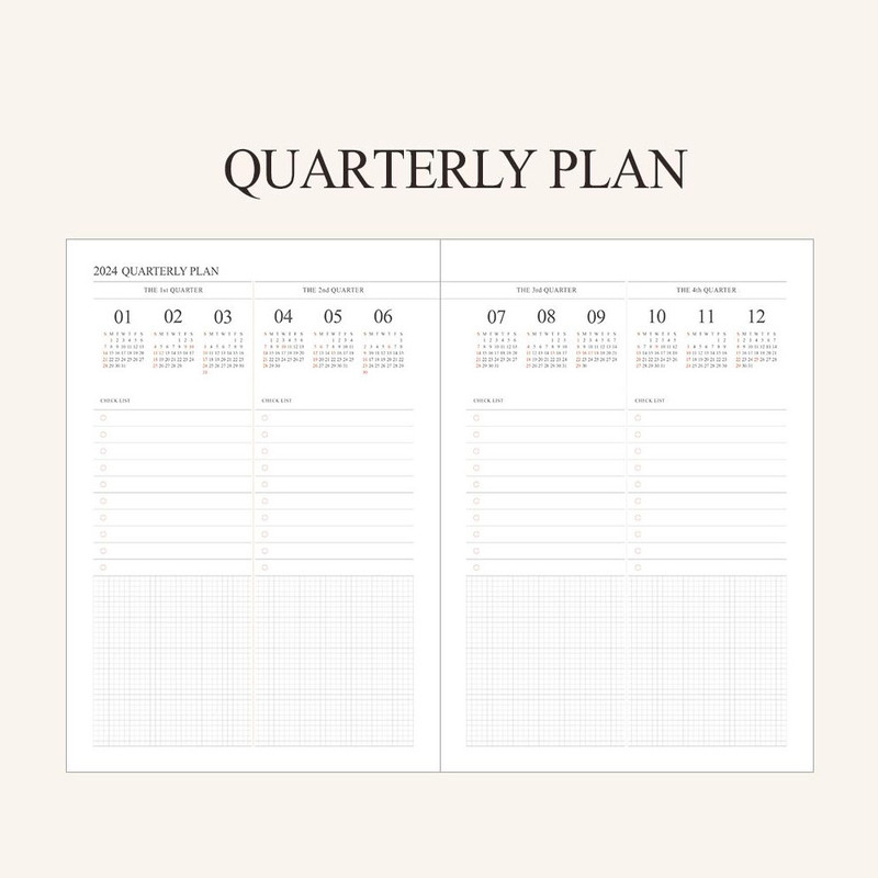 Quarterly plan - Indigo 2024 Official A4 Dated Monthly Planner Scheduler
