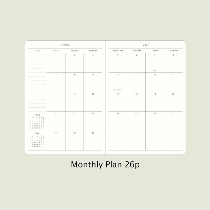 Monthly plan - 2024 Simple A5 Hardcover Dated Weekly Planner