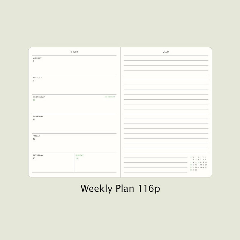 Weekly plan - 2024 Simple A5 Hardcover Dated Weekly Planner