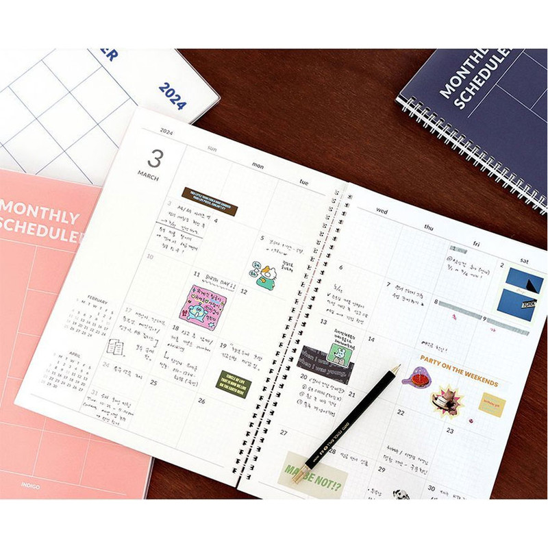 Monthly plan - 2024 Basic A4 Twin Wire Dated Monthly Planner