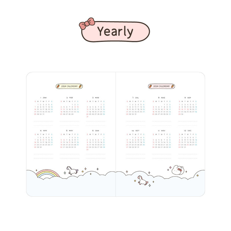 Yearly - 2024 Bonny Cute B6 Dated Weekly Diary Planner