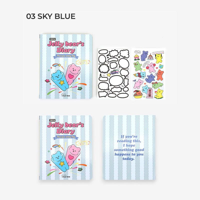 Sky blue - 2024 Jelly Bear Dated Weekly Diary Planner