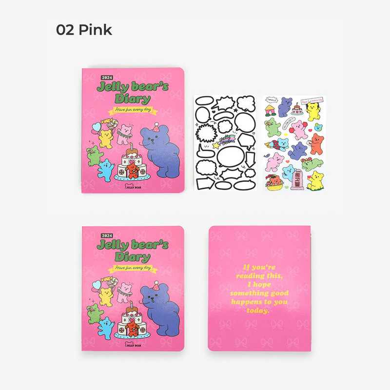Pink - 2024 Jelly Bear Dated Weekly Diary Planner