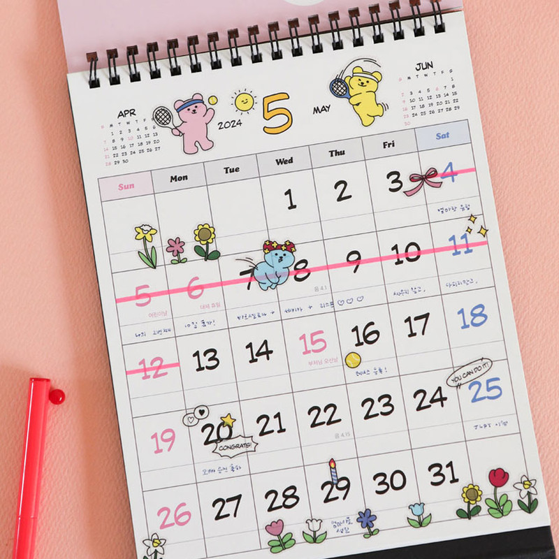 2024 Jelly bear Monthly Standing Flip Desk Calendar