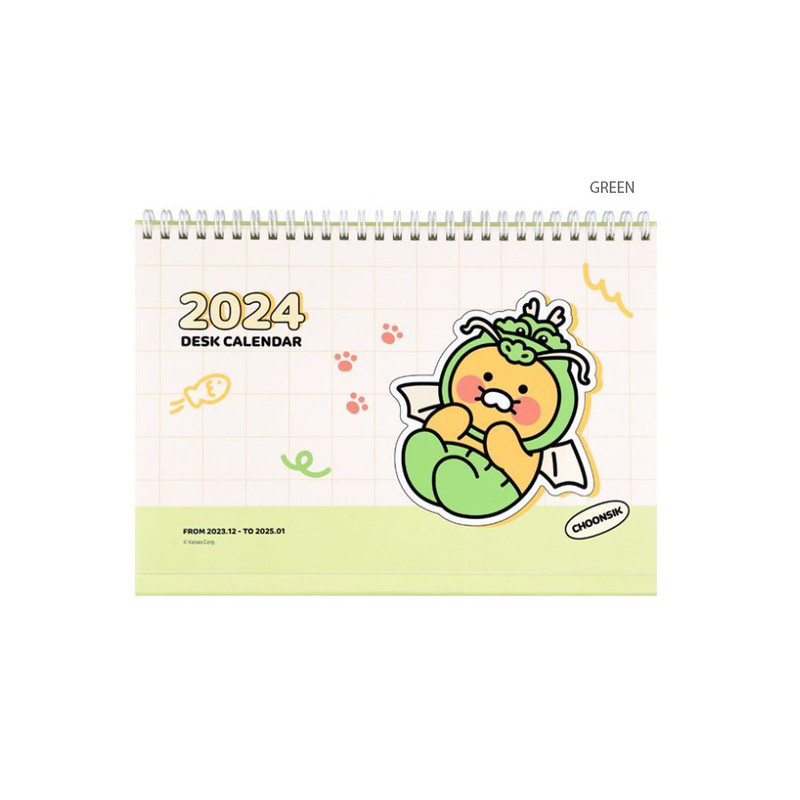 Green - 2024 Choonsik Monthly Standing Flip Desk Calendar