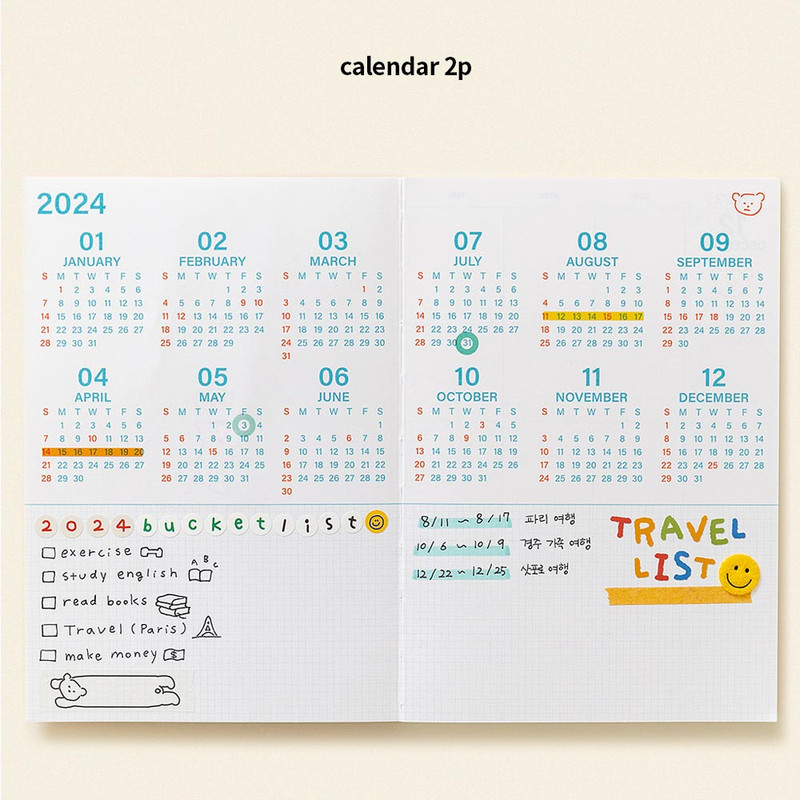 Calendar - 2024 365 Desk Hardcover Dated Weekly Diary