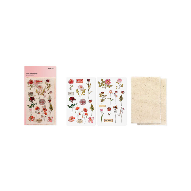 APPREE Botanical Pink Rub-On Sticker Pack
