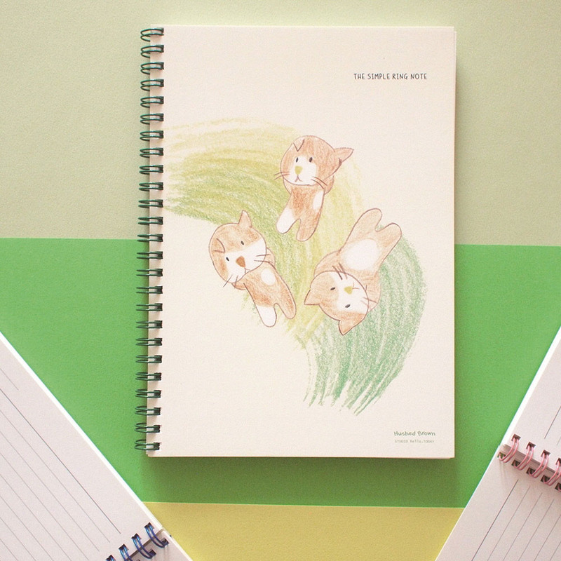 Green cat - Hushed Brown The Simple A5 Spiral Lined Notebook Green cat - Hushed Brown The Simple A5 Spiral Lined Notebook