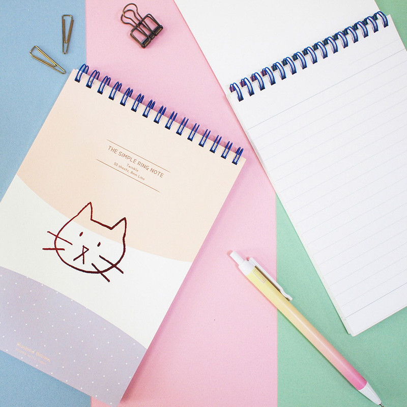 Cat - Hushed Brown Twinkle Face B6 Spiral Lined Notepad